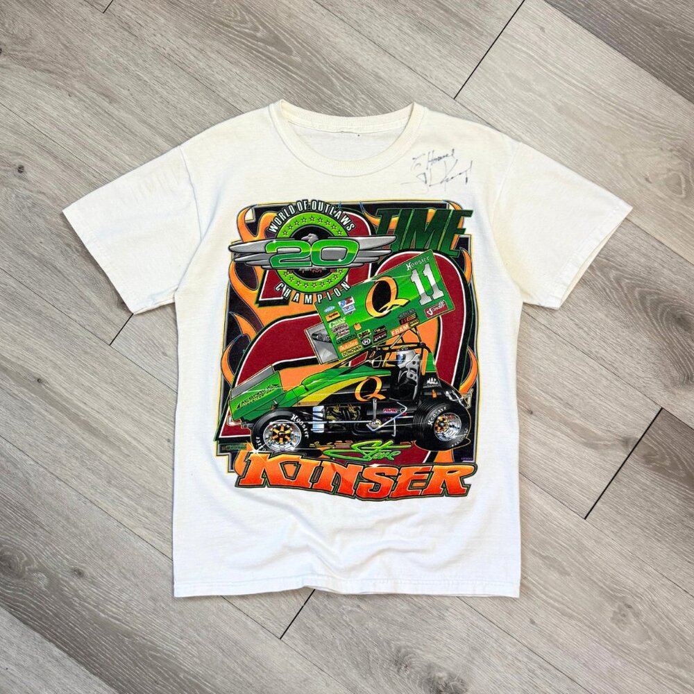 Rare 2008 Signed Steve Kinser World Of Outlaws Champion Sprint Car T-Shirt Small